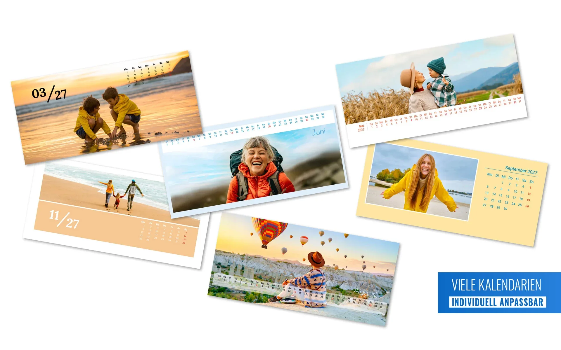 Holzblock-Kalender – quer - Kalendarien 6 verschiedene Holzblock-Kalender quer mit den verfügbaren Kalendarien.