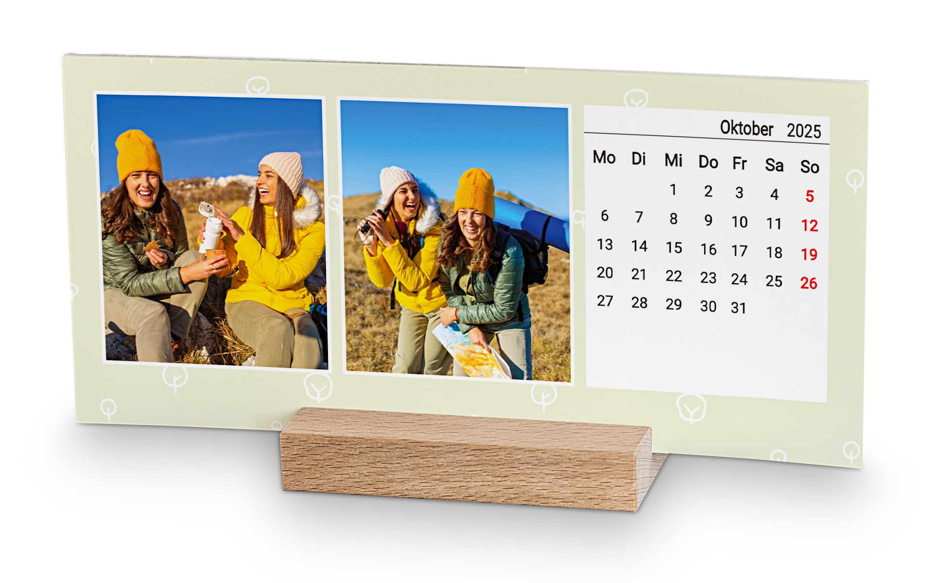 Tischkalender mit Holzblock im Querformat selbst gestalten