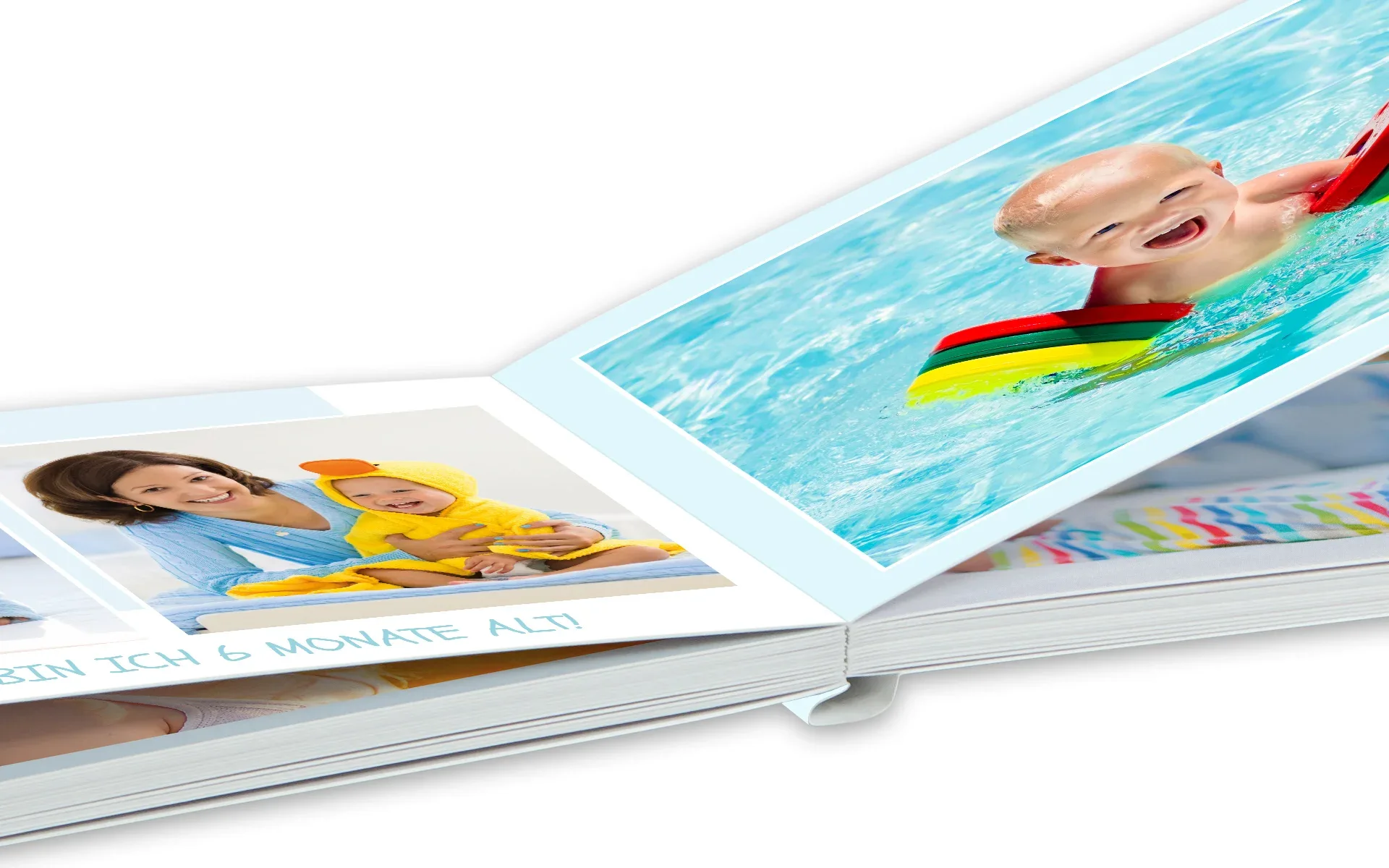 Happy Fotobuch ca. 10 x 15 cm – Bindungsart Ein Happy Fotobuch ca. 10 x15 Hardcover mit Layflat-Bindung.