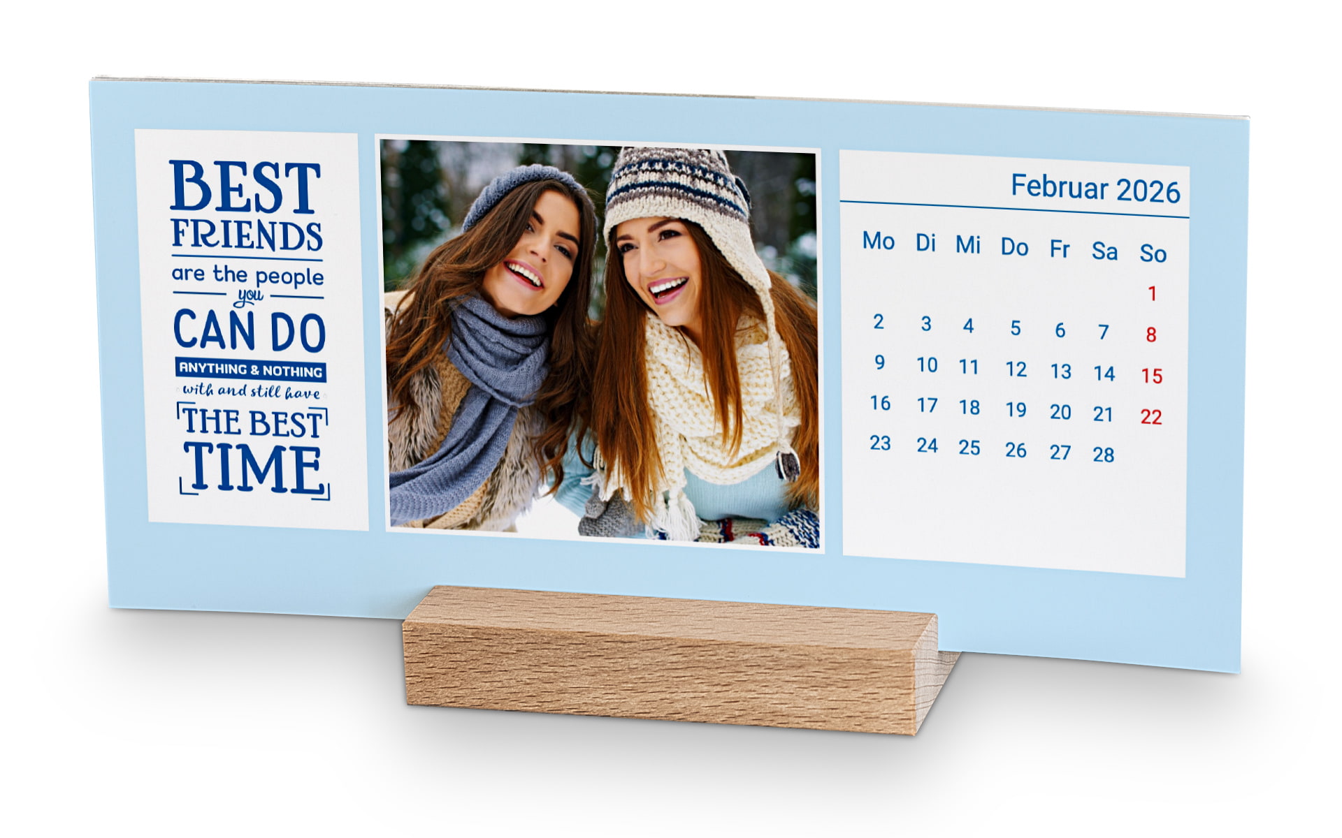 Tischkalender mit Holzblock im Querformat selbst gestalten Tischkalender mit Holzblock im Querformat selbst gestalten