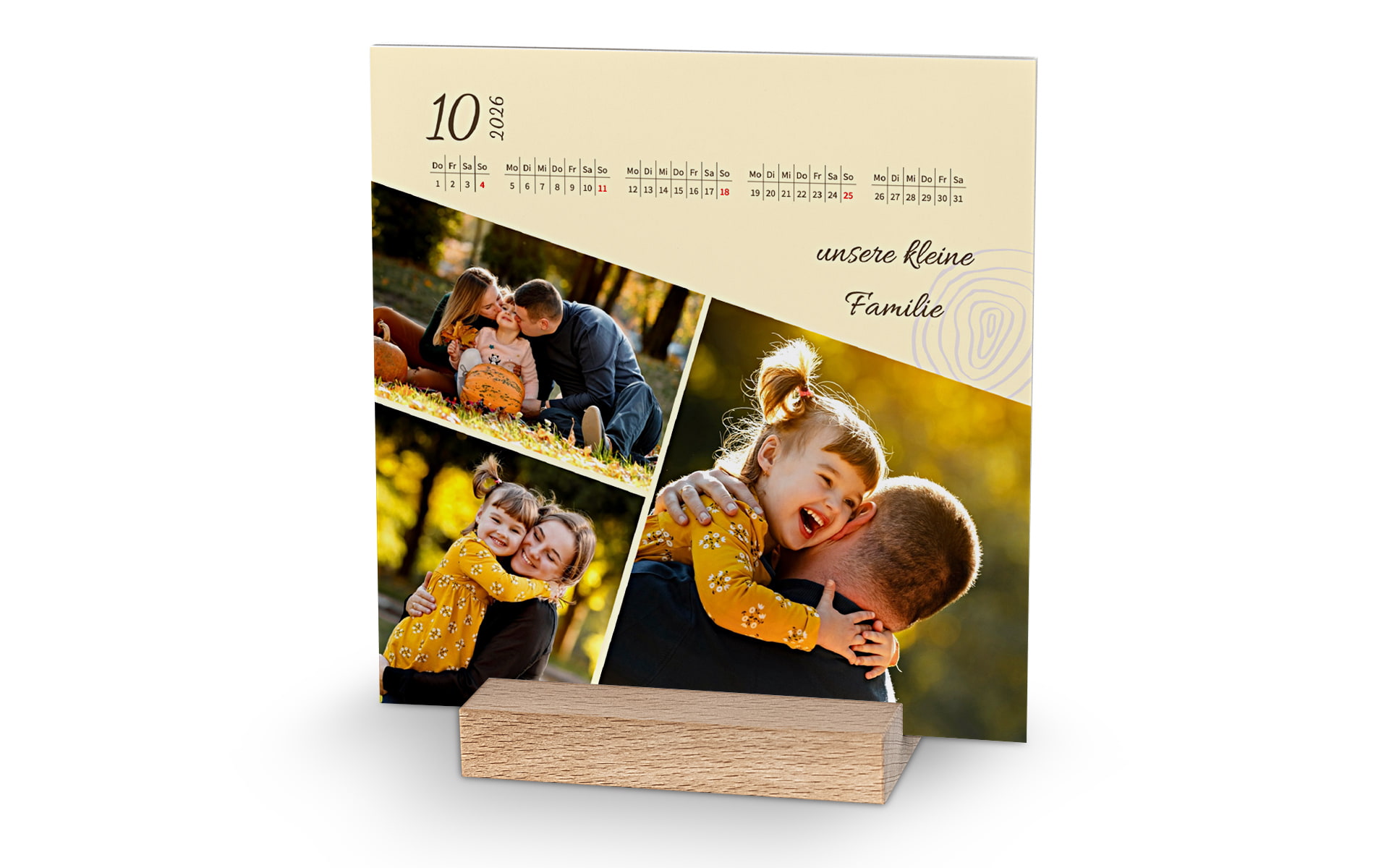 Quadratischen Stehkalender mit Holzblock selbst gestalten und bestellen